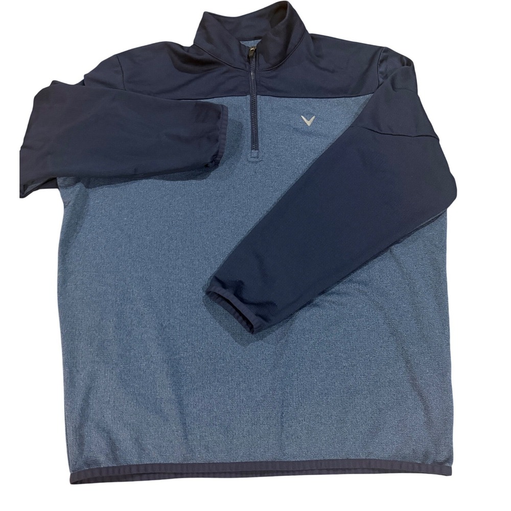 Callaway Mens Opti-Dri Quarter Zip Pullover Blue Two Tone Golf Jacket Large